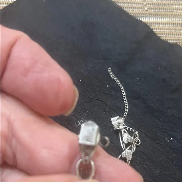 Sterling Silver Heart Link Bracelet vintage charm bracelet - Picture 4 of 5